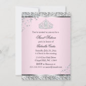 Poche rose Tiara Photo Sweet 16 Invitation (Dos)