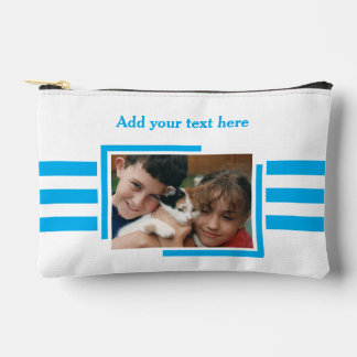 Pochette À Accessoires 1 photo add text blue white