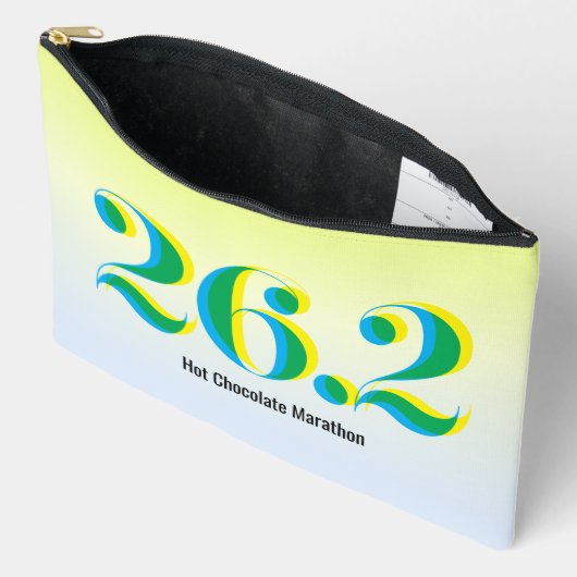 Pochette À Accessoires 26.2 Marathon courrant un texte bleu gras jaune (Ouvrir)