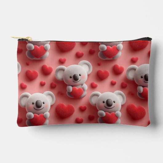Pochette À Accessoires 3D Fluffy Koala and Heart Seamless Pattern (Recto)