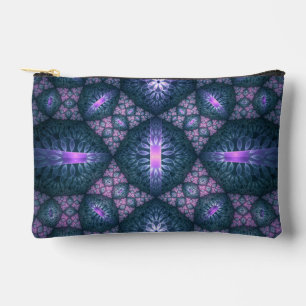 Pochette À Accessoires 3D Fractal Art Abstrait Motif bleu violet rose