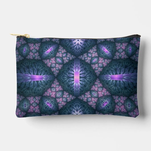 Pochette À Accessoires 3D Fractal Art Abstrait Motif bleu violet rose (Recto)