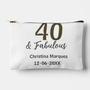 Pochette À Accessoires 40 ans et fabuleux calligraphie gris jaune d'anniv
