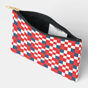 Pochette À Accessoires 4 juillet Damier Étoiles et Bandes Patriotiques