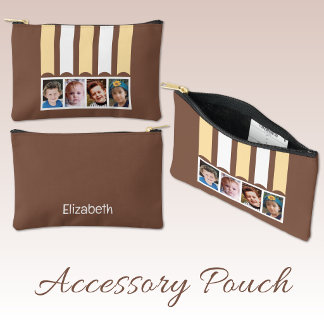 Pochette À Accessoires 4 photo add name white brown peach