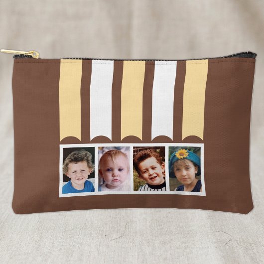 Pochette À Accessoires 4 photo ajouter nom blanc marron pêche