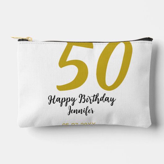 Pochette À Accessoires 50e anniversaire ajouter nom date année noire modè (Recto)