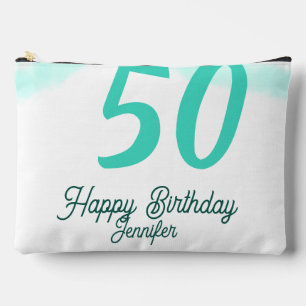 Pochette À Accessoires 50e anniversaire ajouter nom date année vert paste