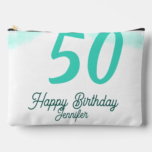 Pochette À Accessoires 50e anniversaire ajouter nom date année vert paste (Recto)