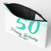 Pochette À Accessoires 50e anniversaire ajouter nom date année vert paste (Ouvrir)