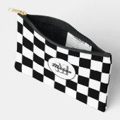 Pochette À Accessoires à damiers Monogramme géométrique noir et blanc (Ouvrir)