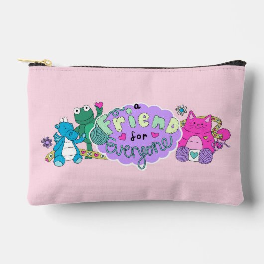 Pochette À Accessoires "A Friend for Everyone" Pink Logo (Recto)