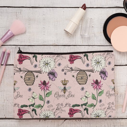 Pochette À Accessoires Abeille rose pâle et couronne or