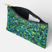 Pochette À Accessoires Abstract Design Blue Green Waves Shapes (Ouvrir)