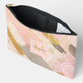 Pochette À Accessoires Abstract Gold Stripes and Pink Swirls Personalised (Ouvrir)