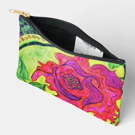 Pochette À Accessoires Abstract Rose Art Zip Pouch-Original Painting Bag (Ouvrir)