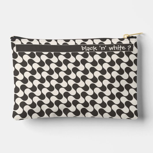 Pochette À Accessoires Abstract Waves Black and White with Text (Verso)
