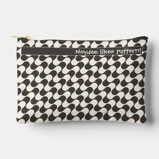 Pochette À Accessoires Abstract Waves Black and White with Text (Recto)