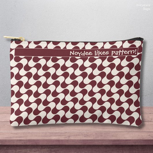 Pochette À Accessoires Abstract Waves Red and White with Text