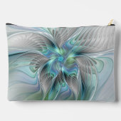 Pochette À Accessoires Abstrait Bleu Vert Papillon Imaginaire Fractal Art (Verso)