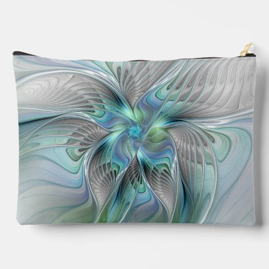 Pochette À Accessoires Abstrait Bleu Vert Papillon Imaginaire Fractal Art (Verso)