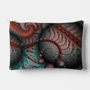 Pochette À Accessoires Abstrait Fantaisie Vive Art Fractal Brun Bleu