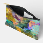 Pochette À Accessoires Abstrait floral vert et violet (Ouvrir)