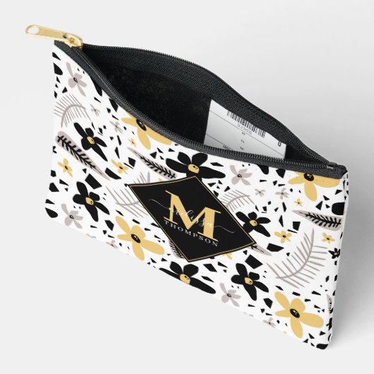 Pochette À Accessoires Abstrait Gris jaune noir gris sans joint motif flo (Ouvrir)