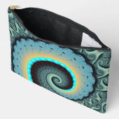 Pochette À Accessoires Abstraite spirale d'art fractal bleu turquoise ora (Ouvrir)
