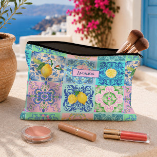 Pochette À Accessoires agrumes turquoise siciliens azulejo méditerranéen