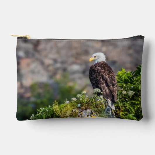 Pochette À Accessoires Aigle bald assis sur le rocher (Recto)