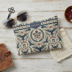 Pochette À Accessoires Aigles Americana Fleurs Étoiles et Rayures ID1298