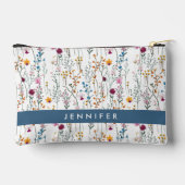 Pochette À Accessoires Ajoutez votre nom | Motif Fleur sauvage d'été (Verso)
