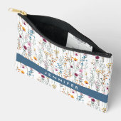 Pochette À Accessoires Ajoutez votre nom | Motif Fleur sauvage d'été (Ouvrir)