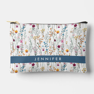 Pochette À Accessoires Ajoutez votre nom Motif Fleur sauvage d'été