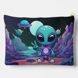 Pochette À Accessoires Alien de paix mignon et vaisseau spatial