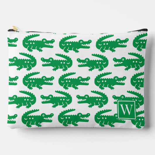 Pochette À Accessoires Alligator Prépa - Monogramme Vert & Blanc (Recto)