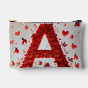 Pochette À Accessoires Alphabet Créatif Lettre A avec des Formes de Coeur