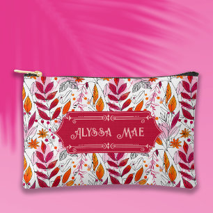 Pochette À Accessoires Alyssa Mae Foliage rose et orange
