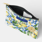 Pochette À Accessoires Amalfi Côte Bleu Carrelage Citron Personnalisé (Ouvrir)