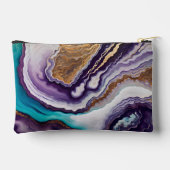 Pochette À Accessoires Améthyste et Turquoise Abstrait (Verso)