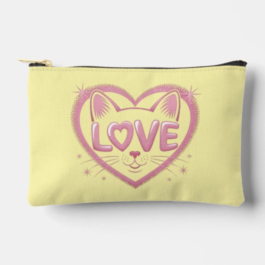 Pochette À Accessoires Amour de chat scintillant (Recto)