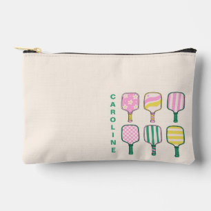 Pochette À Accessoires Amoureux de Pickleball Rétro Vert Rose Personnalis