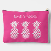 Pochette À Accessoires Ananas blancs chic sur fond rose (Verso)