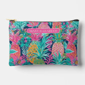 Pochette À Accessoires Ananas rose et vert Preppy Personnalisé (Recto)