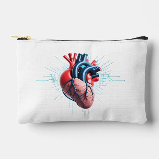 Pochette À Accessoires Anatomical Heart with EKG – Medical Art Design (Recto)