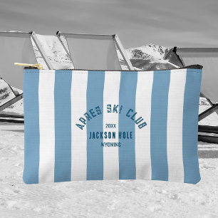 Pochette À Accessoires Apres Ski Club Blue Stripe Lieu personnalisé Ski