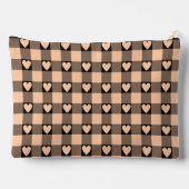 Pochette À Accessoires Apricot Peach Black Buffalo Heart Plaid (Verso)