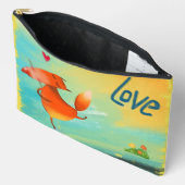 Pochette À Accessoires Aquarelle artisanale renard drôle (Ouvrir)