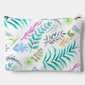 Pochette À Accessoires Aquarelle Botanique Feuille Motif Blanc Monogramme (Verso)